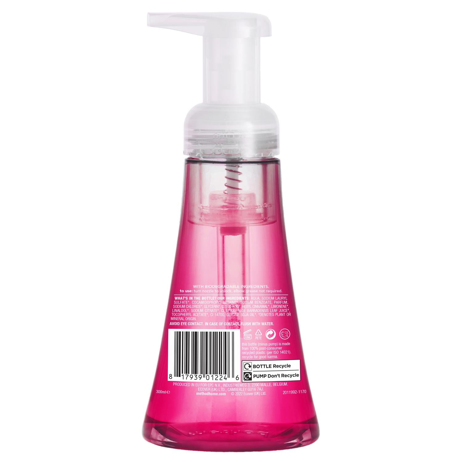 Method Hibiscus Berry Foam Hand Wash 300ml, imported from the UK