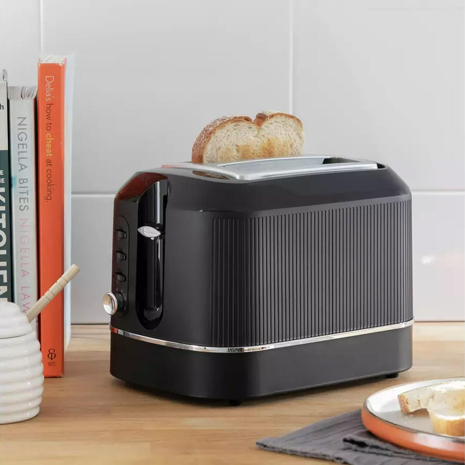 Cookworks Texture Tilly 2 Slice Toaster - Black
