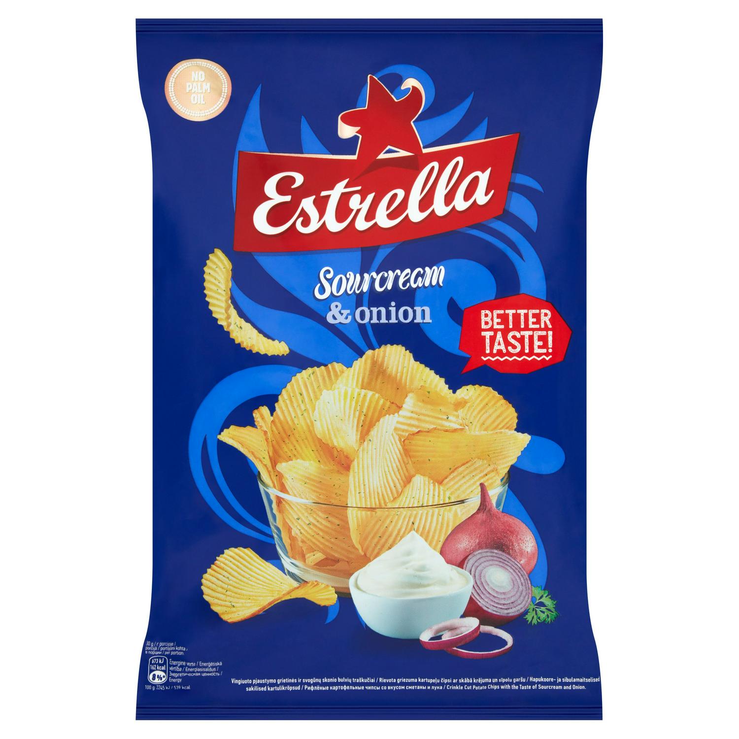 Estrella Sourcream and Onion Crinkle Cut Crisps 130g - British product