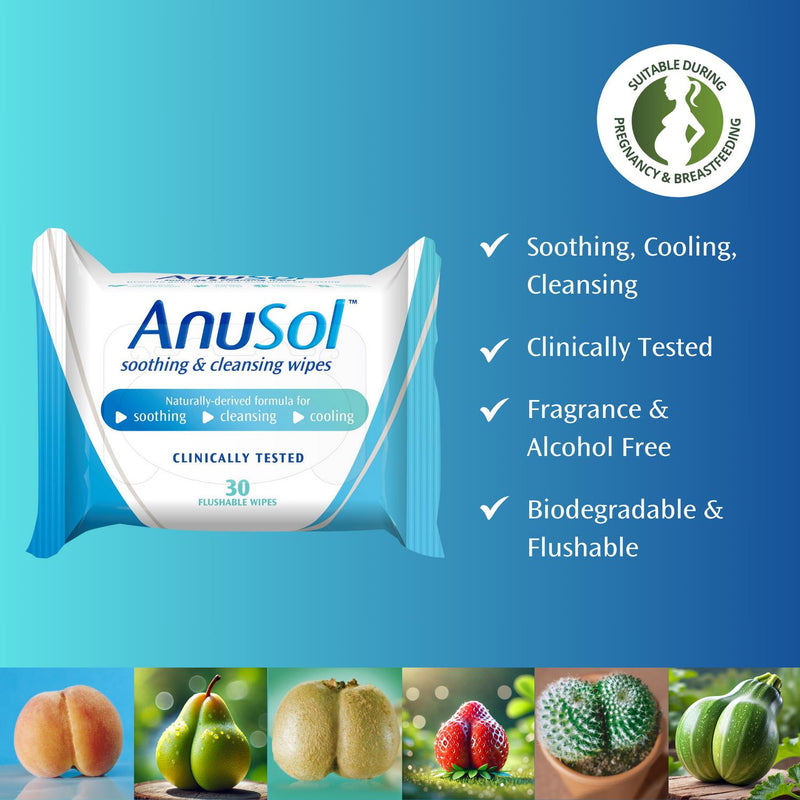 Anusol Soothing Cleansing Flushable Wipes 30 Pack - British product