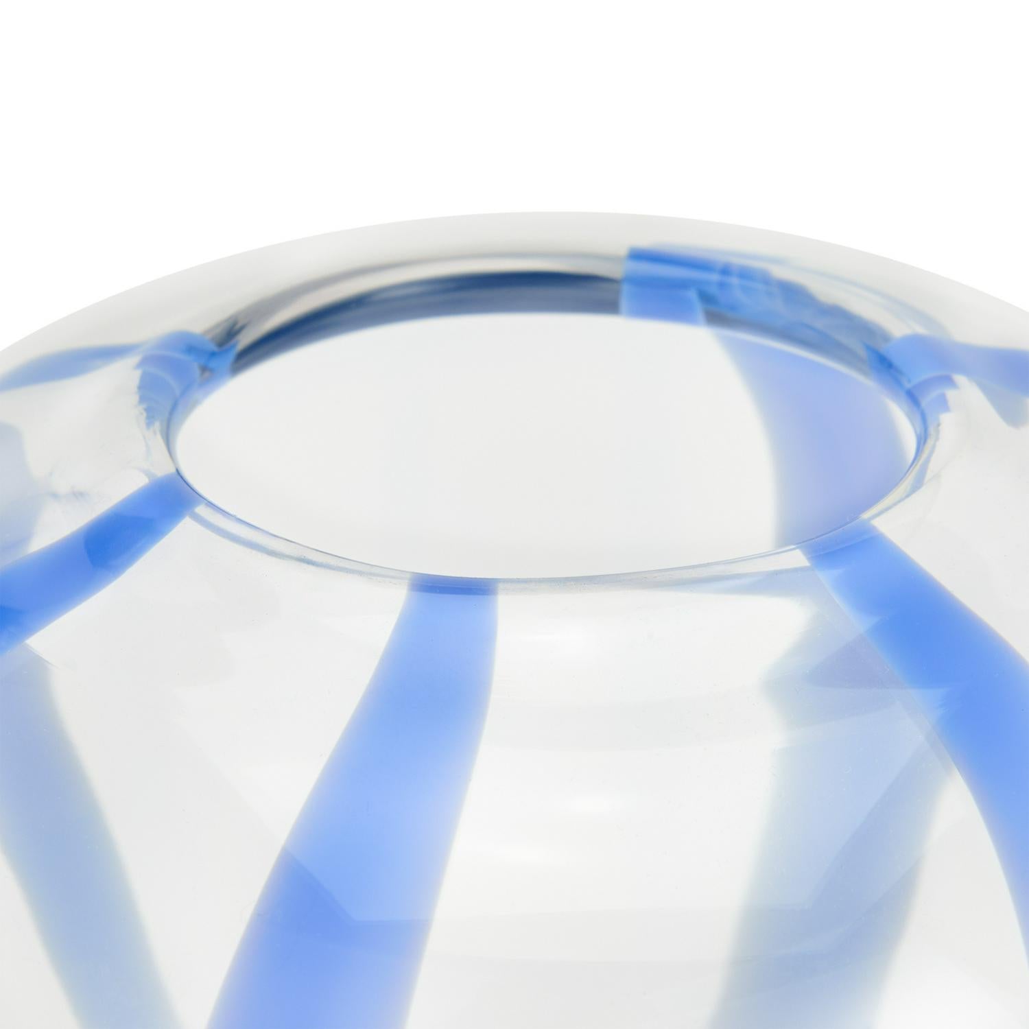 Habitat Art Glass Stripe Vase - Blue