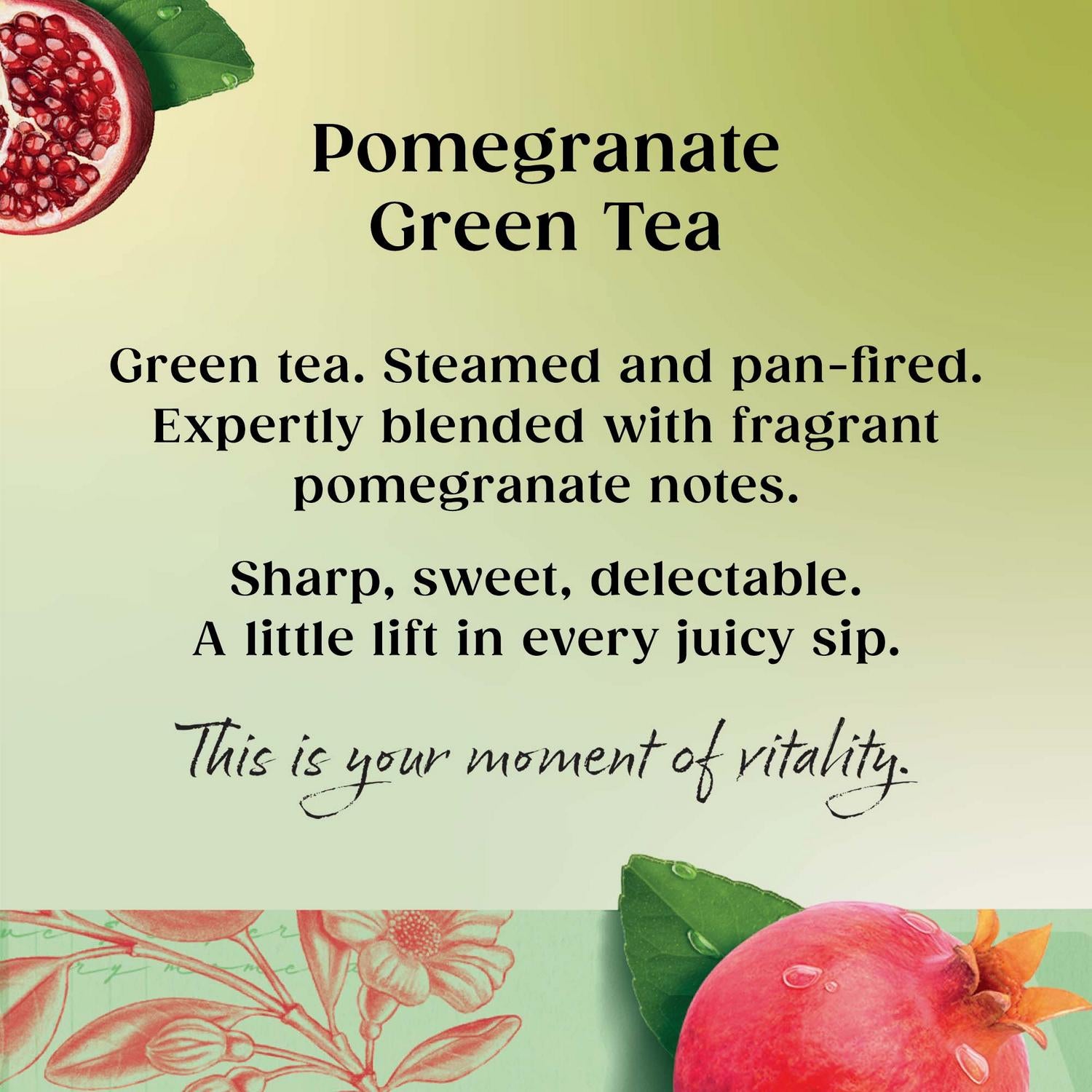 Twinings green tea pomegranate 40g, imported from the UK