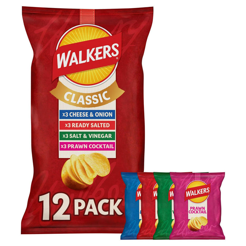 Walkers Classic Variety Multipack Crisps 12x25g (British brand)