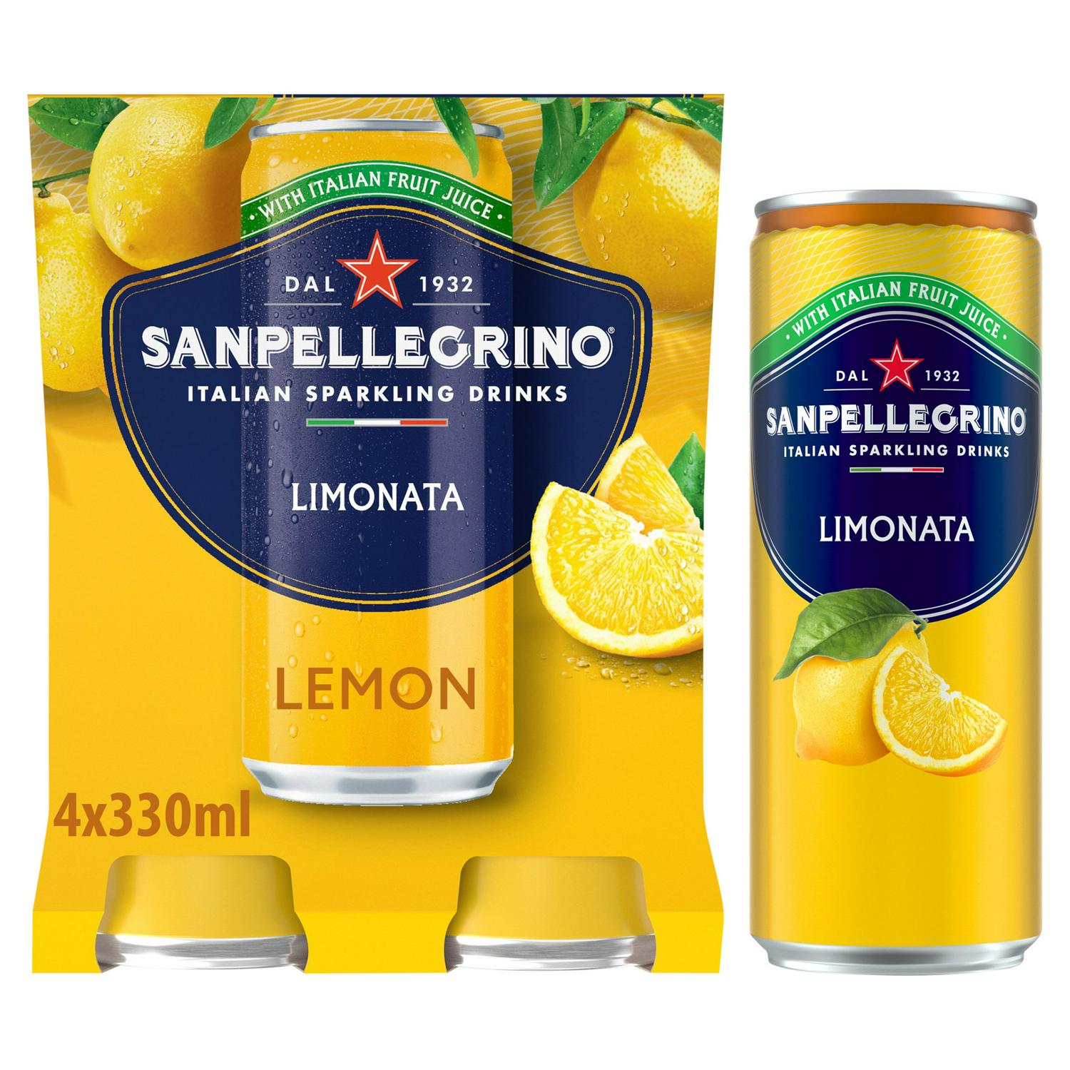 San Pellegrino Sparkling Lemon Drink 4 x 330ml (British brand)