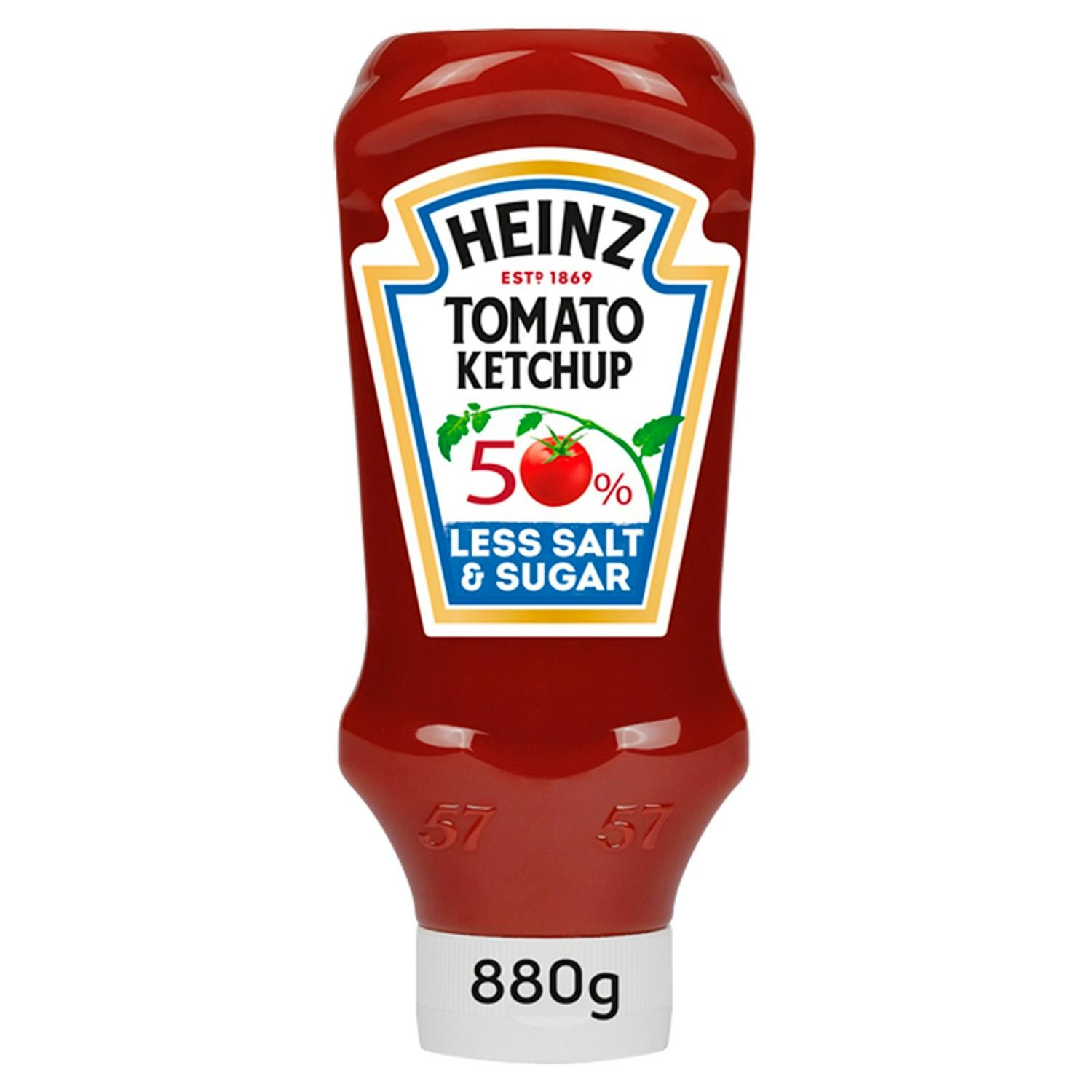 Heinz Tomato Ketchup 50% Less Sugar 880g, imported from the UK