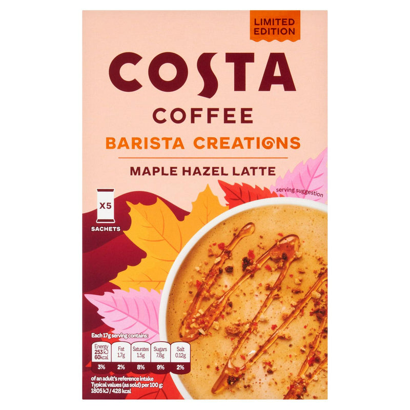 Costa Coffee Barista Creations Maple Hazel Latte, Limited Edition 5 x 17g