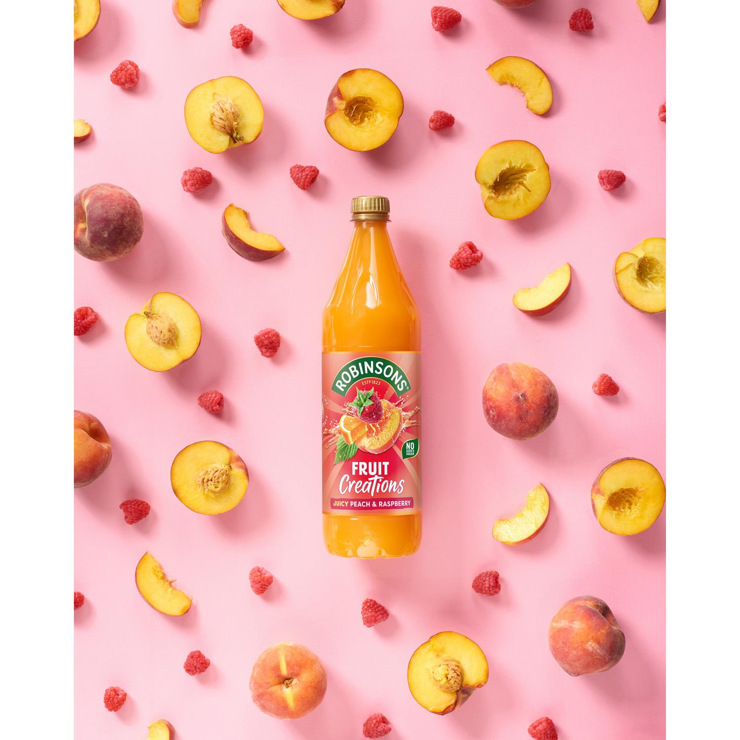 Robinsons Fruit Creations peach raspberry squash 1L, imported from the UK