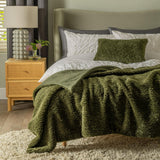 Habitat moss green shearling throw 125x150 cm, UK version
