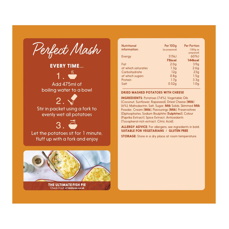 Idahoan Perfect Mash Cheddar Cheese flavoured 109g, UK version