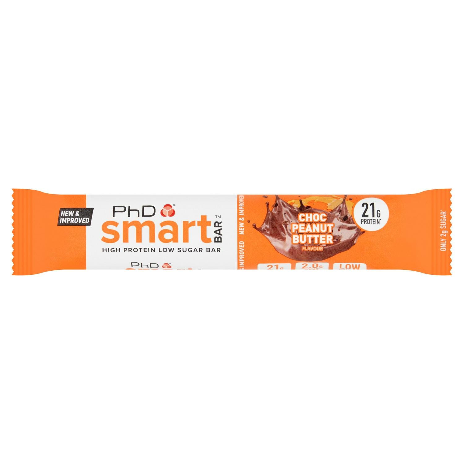 PhD Choc Peanut Butter Smart Bar 64g, imported from the UK