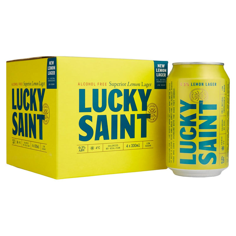 Lucky Saint alcohol free lemon lager 330ml, UK version