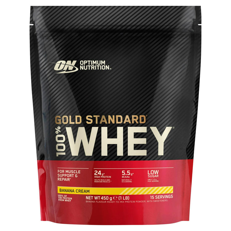 Optimum Nutrition Banana Cream Whey Powder 450g, imported from the UK