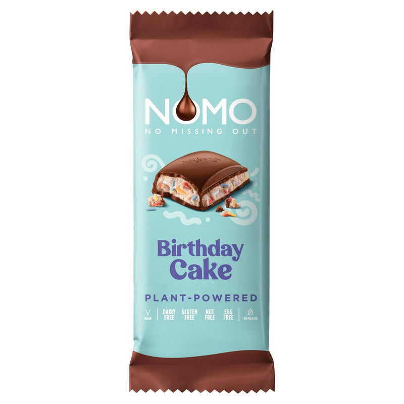 NOMO Birthday Cake Bar Vanilla 127g, imported from the UK