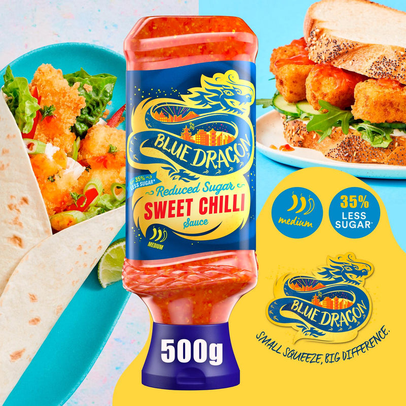 Blue Dragon reduced sugar sweet chilli dipping sauce 500g - British product