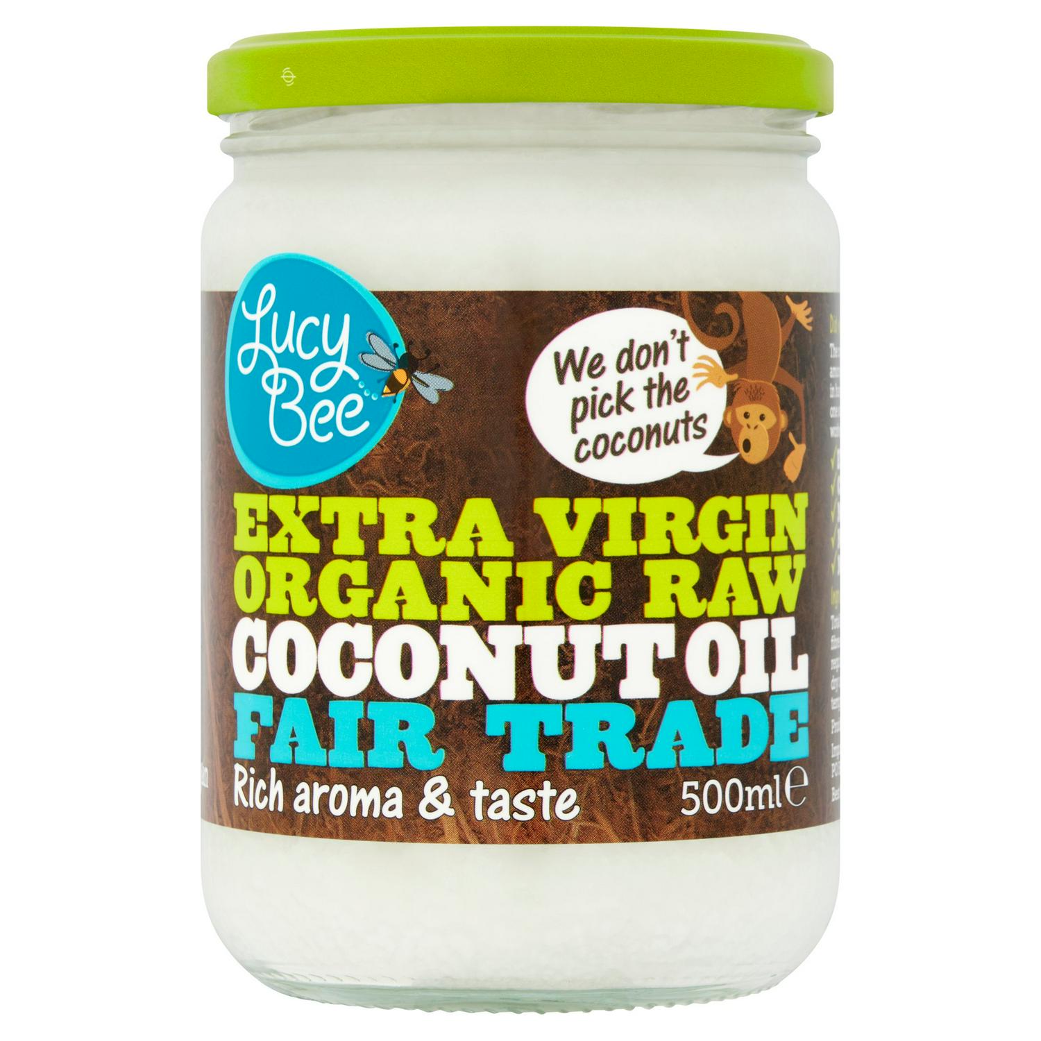 Lucy Bee organic raw coconut oil 500ml, UK version