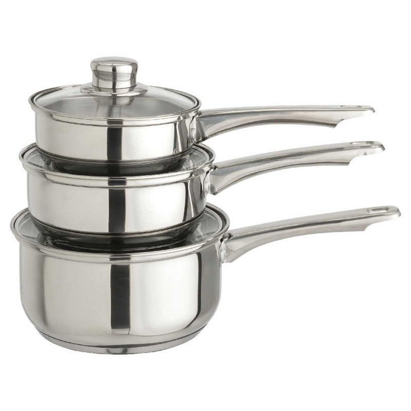 Sainsbury's Home 3 piece stainless steel saucepan set (British brand)