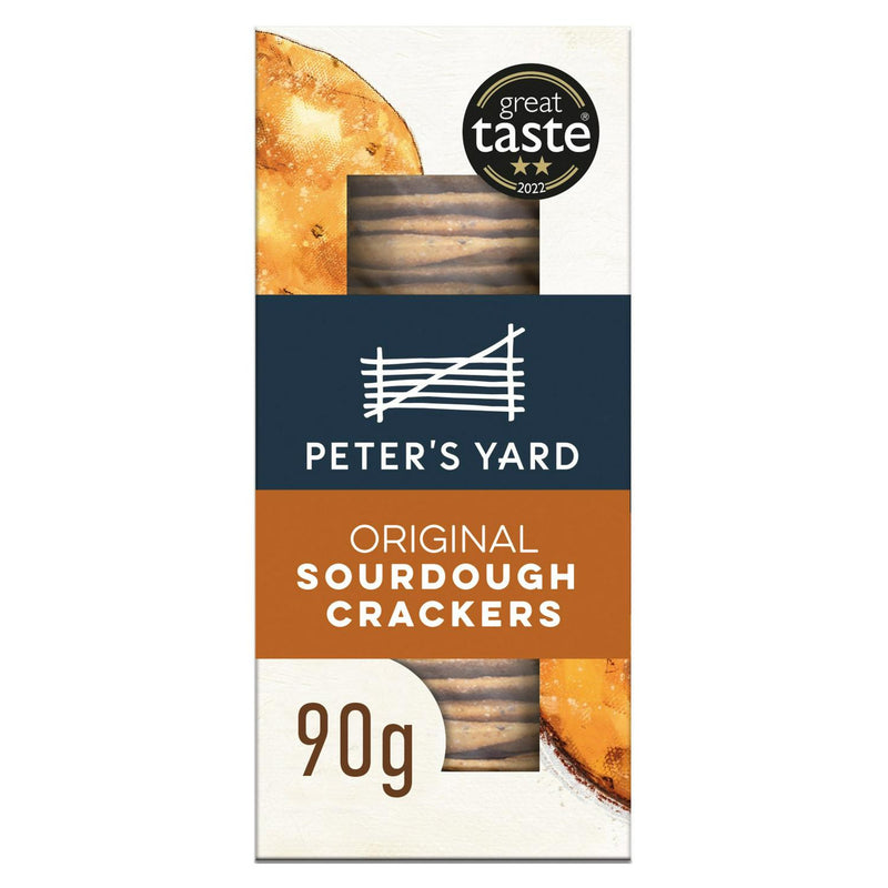 Peter's Yard Original Sourdough Crackers 90g, imported from the UK