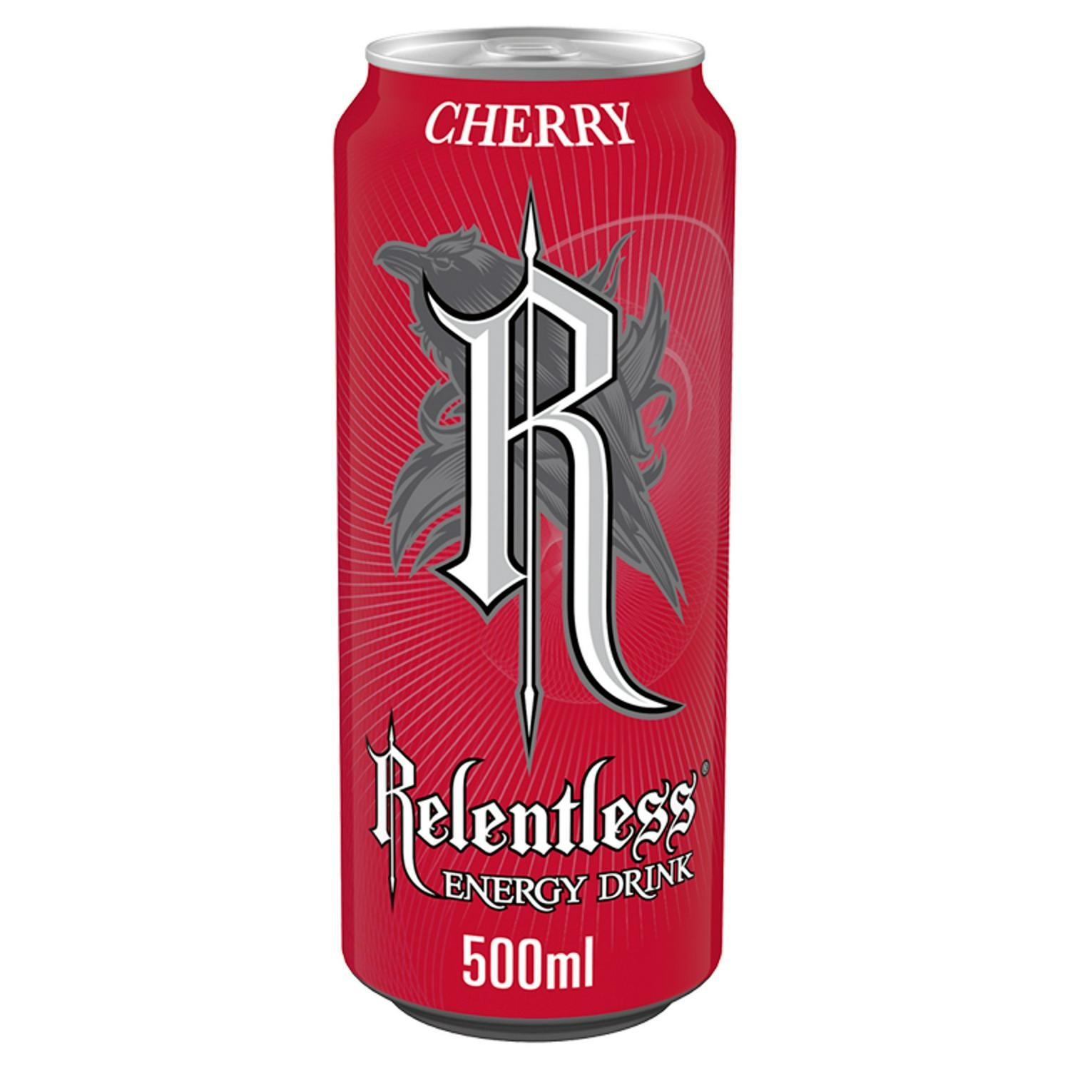 Relentless Cherry Energy Drink 500ml, imported from the UK