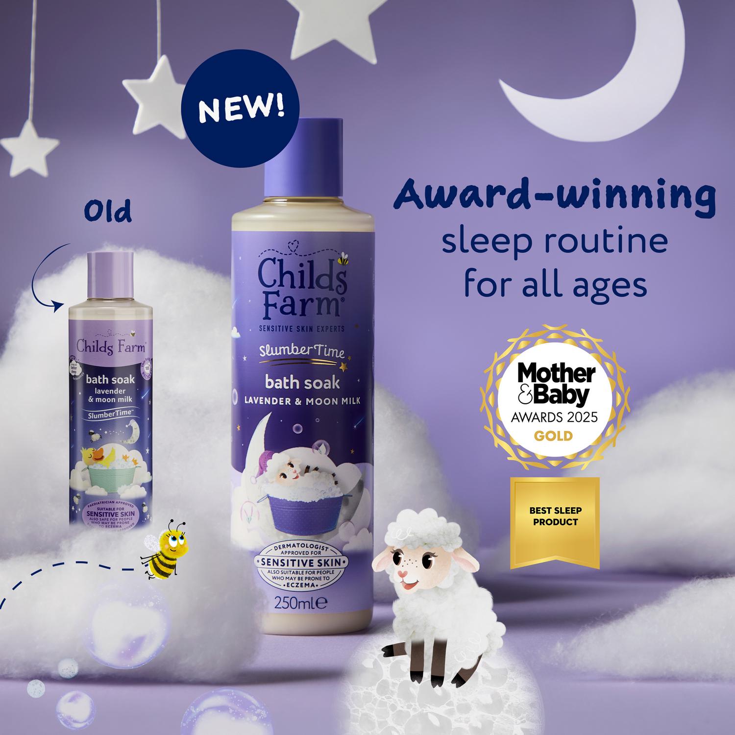 Childs Farm Slumber Time Sleep Bath Soak Lavender & Moon Milk Gentle Bubble Bath for Babies Kids & Sensitive Skin 250ml