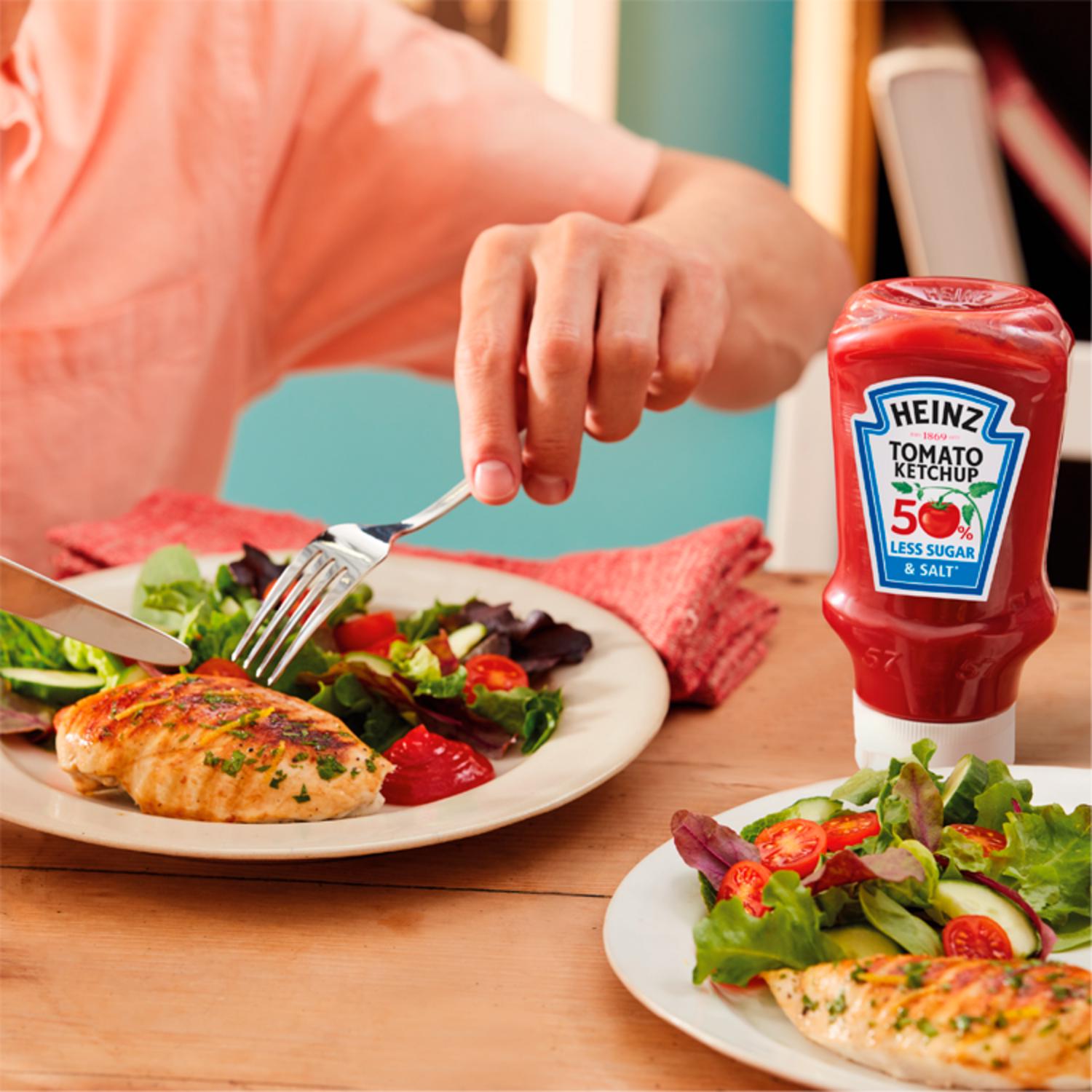 Heinz Tomato Ketchup 50% Less Sugar and Salt 665g, UK version