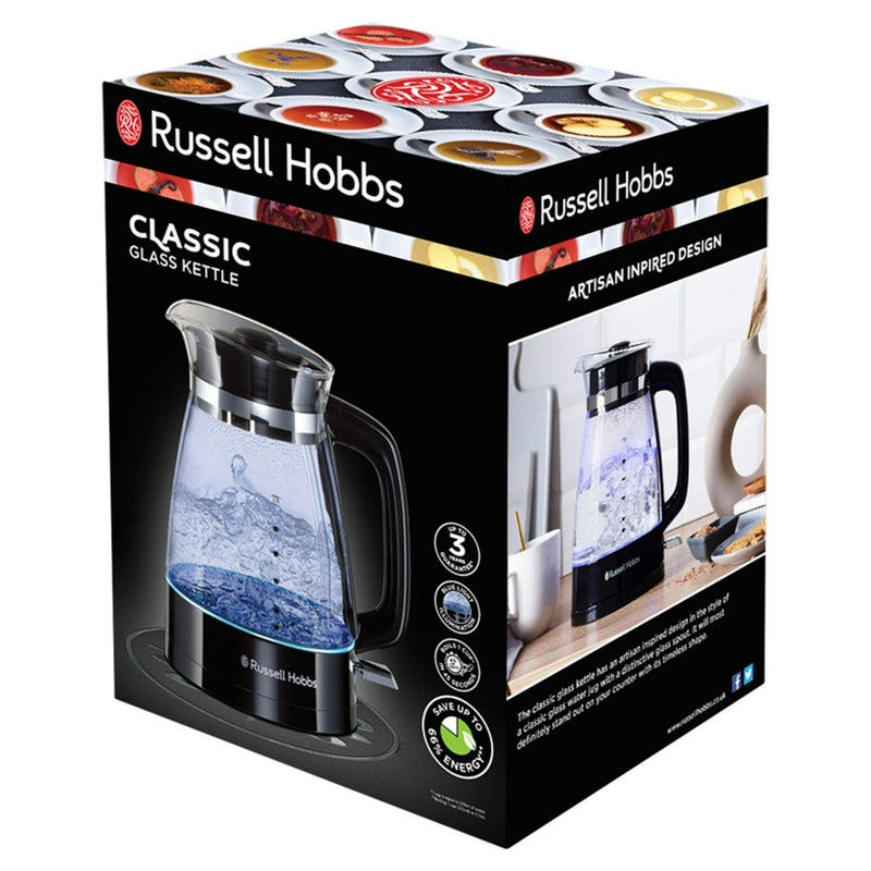 Russell Hobbs glass kettle black 1.7L, imported from the UK