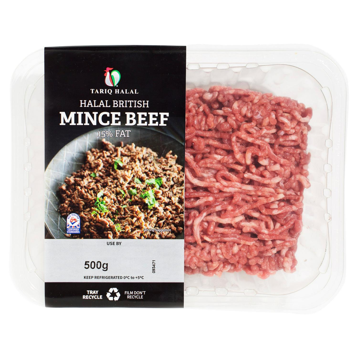 Tariq Halal British Beef Mince 500g Tray (British brand)