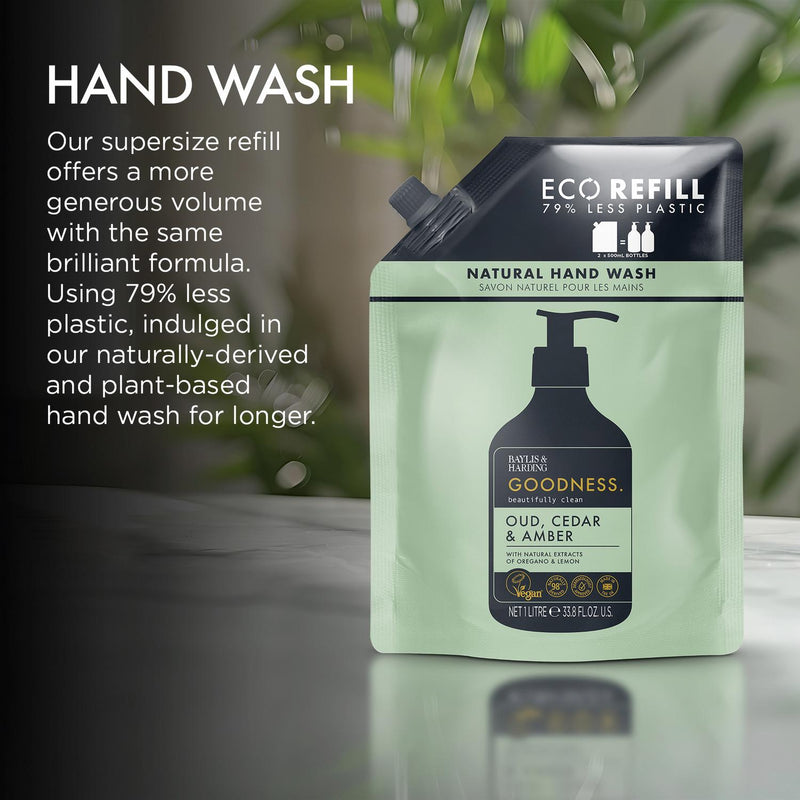 Baylis and Harding Oud Cedar hand wash refill 1L - British product