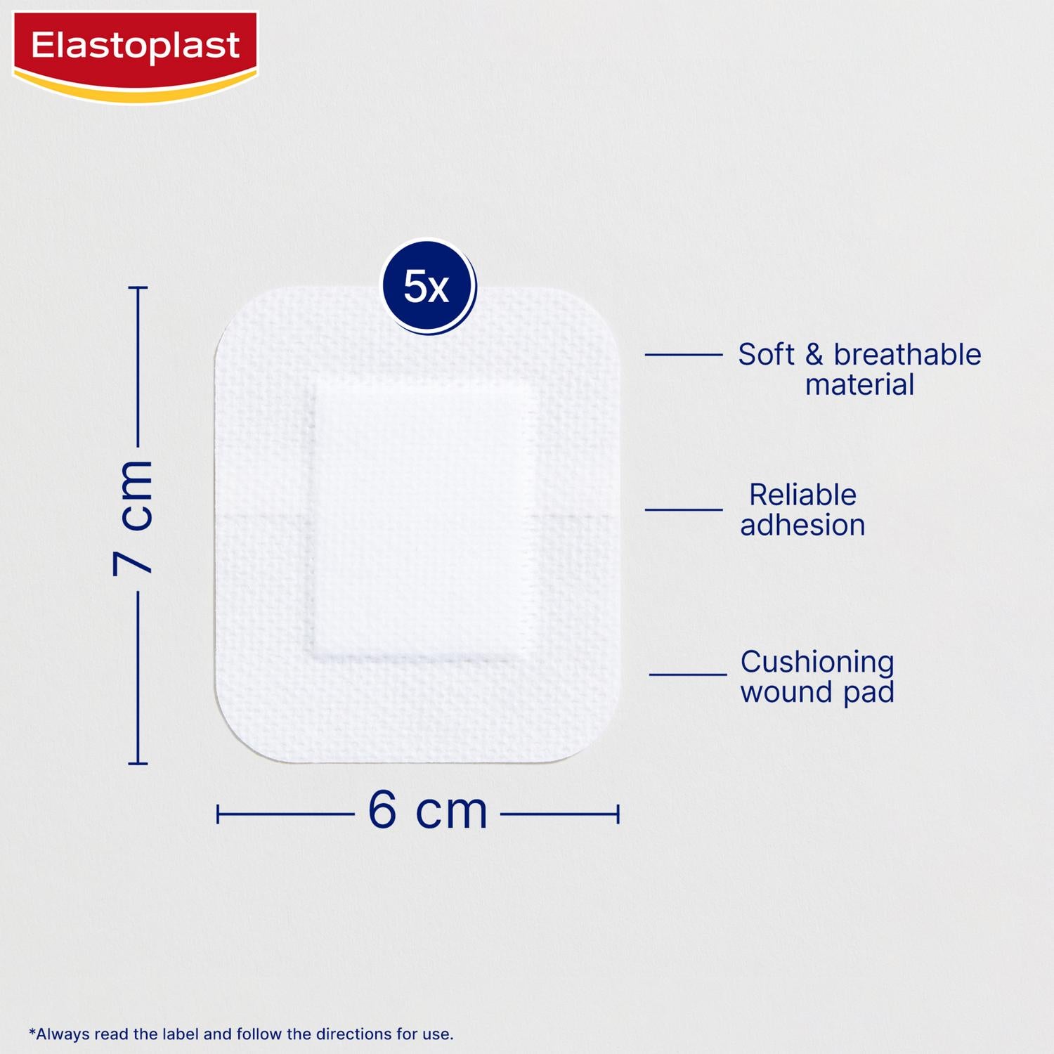 Elastoplast Med 5 Sensitive XL Dressings 6x7cm