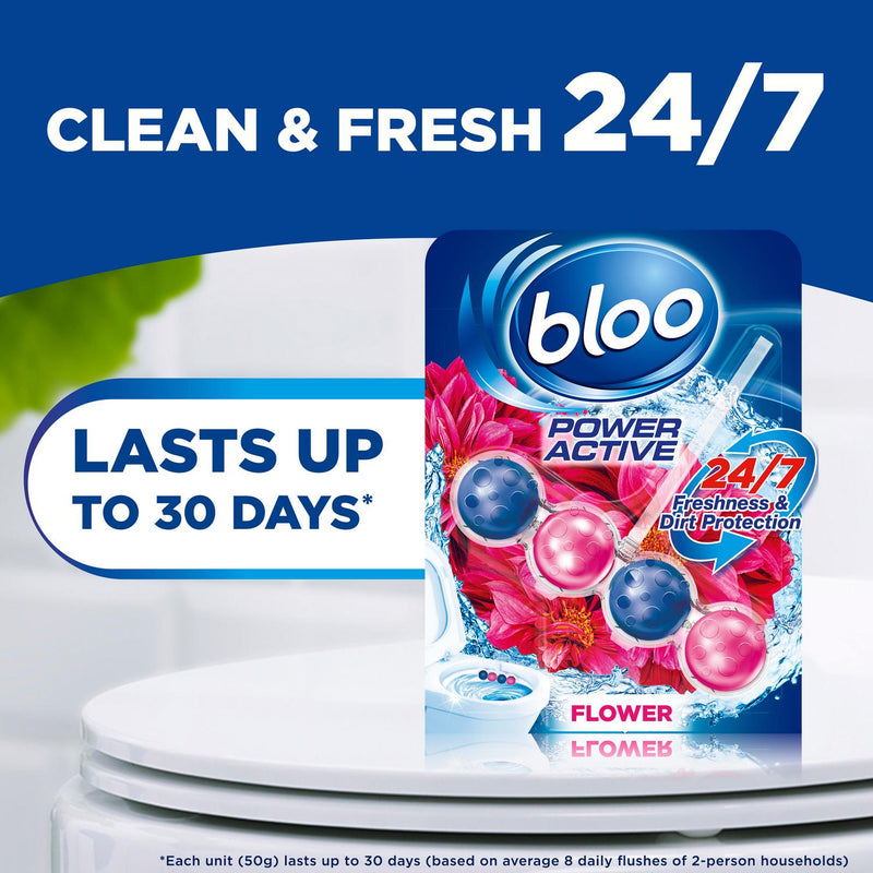 Flower-Scented Toilet Rim Block with 4-Function Formula 50g