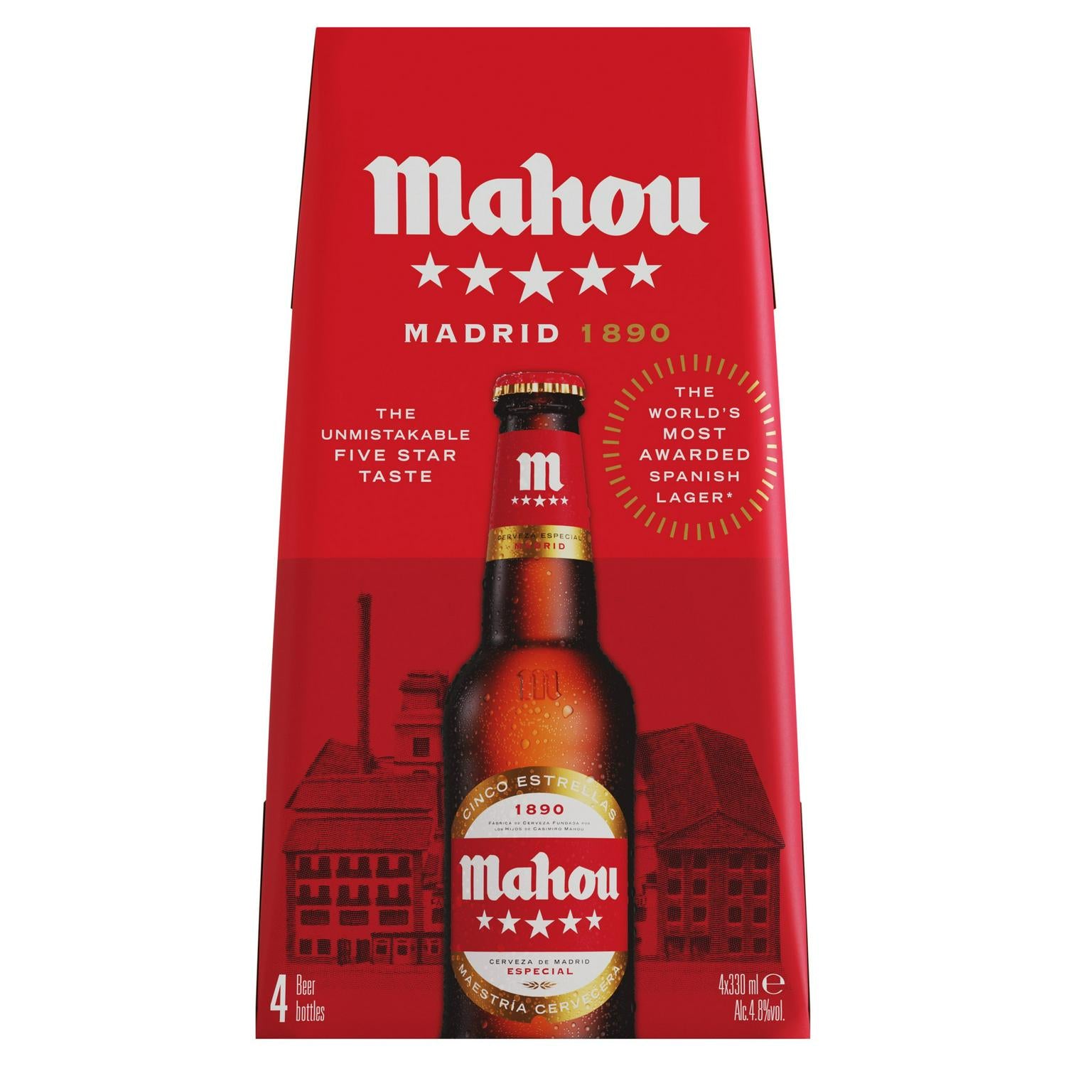 Mahou Beer lager 4 pack 330ml, imported from the UK