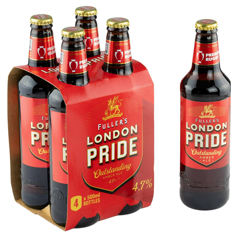 Fuller's amber ale beer 4.7% ABV in 500ml bottles, pack of 4 - British product