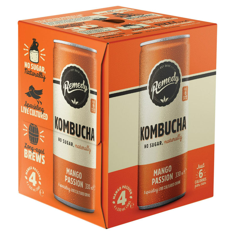 Remedy kombucha mango passion 4x300ml, imported from the UK