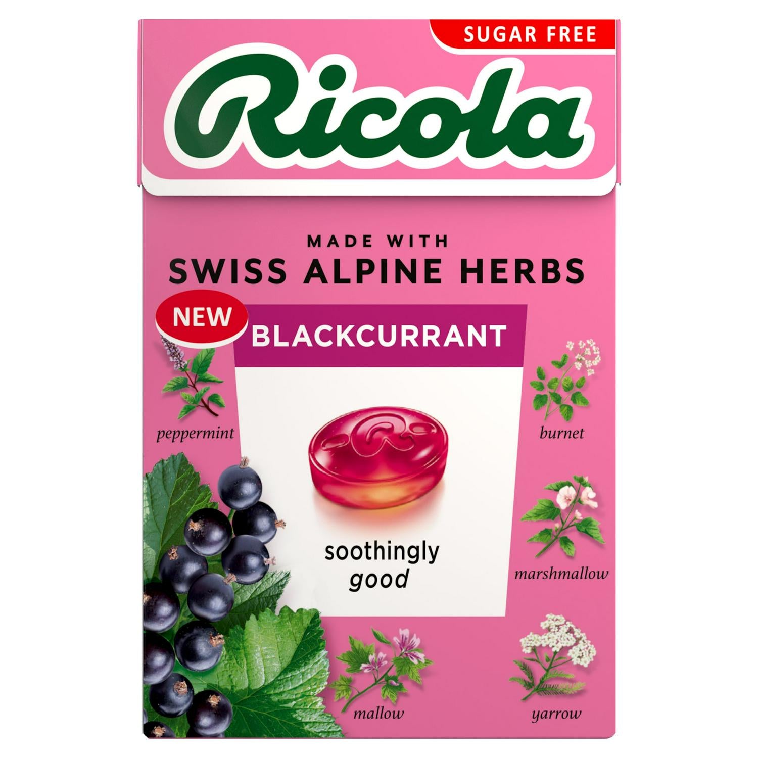 Ricola herbal sweets blackcurrant 45g, imported from the UK