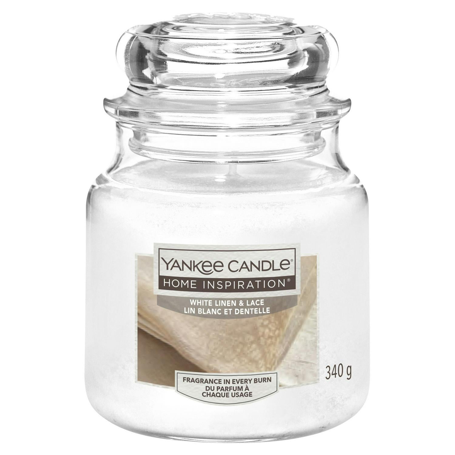 Yankee Home Inspiration White Linen Scented Candle Medium Jar (British brand)