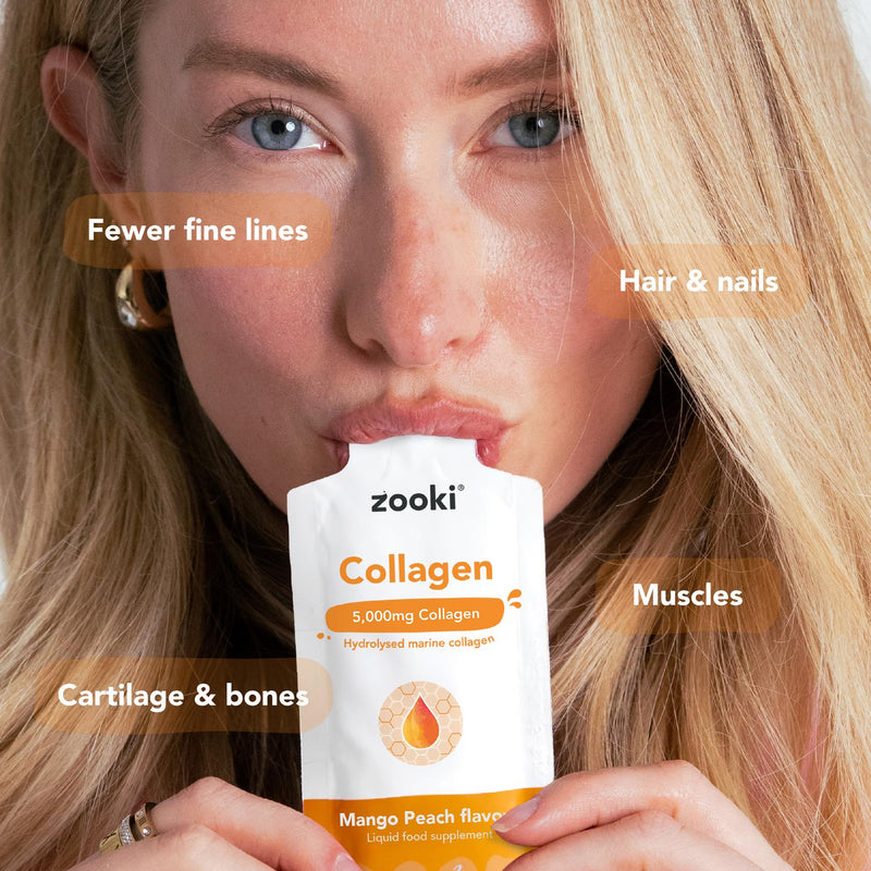 Zooki liquid collagen mango peach 15ml supplement (British brand)
