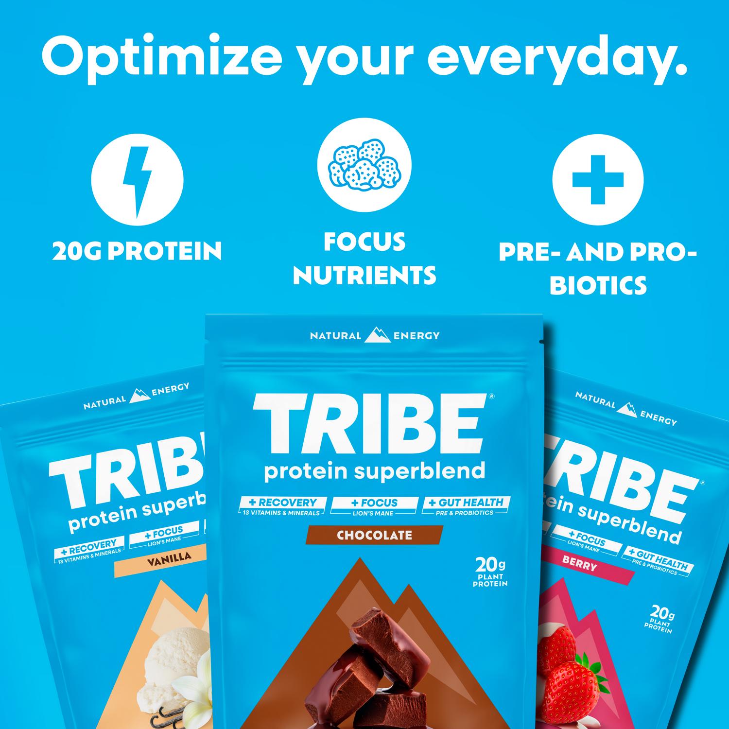 Tribe Berry Protein Superblend 500g Pouch (British brand)