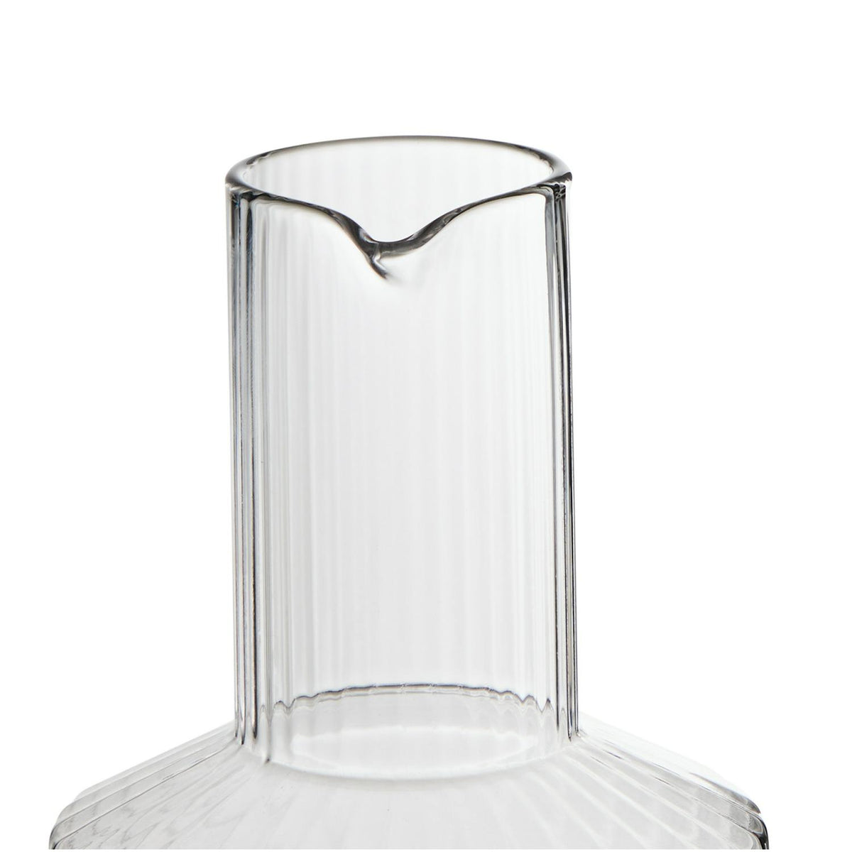 Wide Ribbed Soda Lime Glass Carafe with Spout, 1096ml