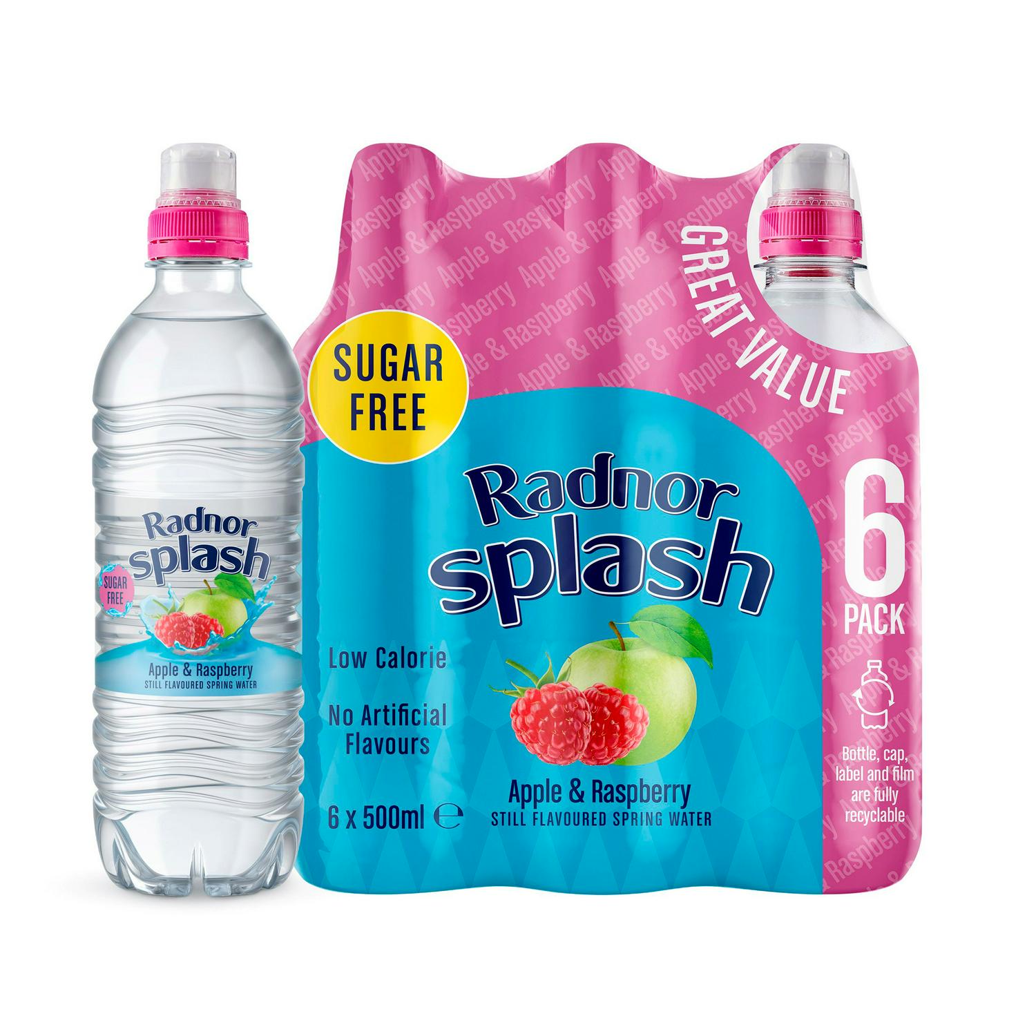 Radnor Splash apple raspberry water 6x500ml, imported from the UK