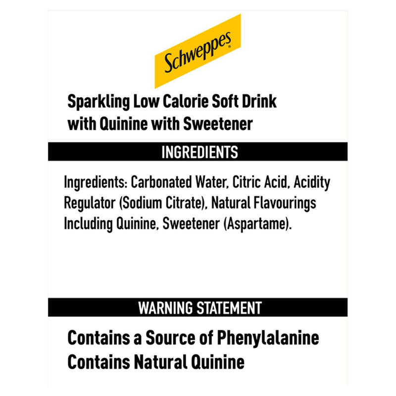 Schweppes Slimline Tonic Water bottle 1L (British brand)