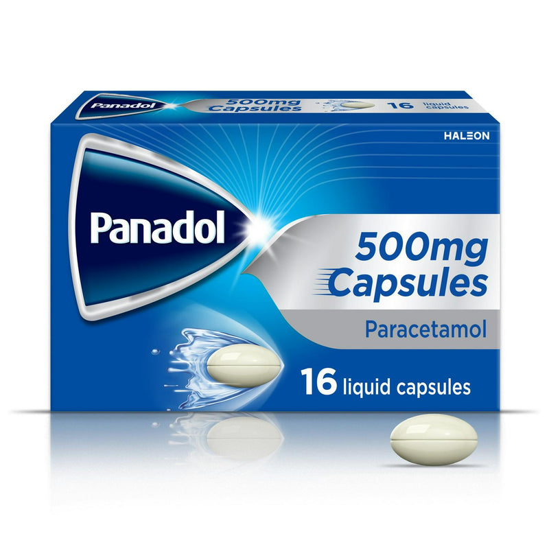 Panadol Paracetamol Liquid Capsules 16 pack 500mg (British brand)