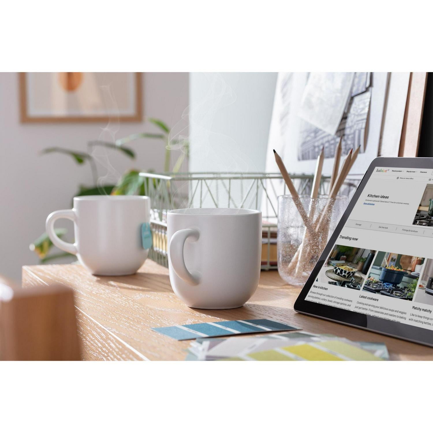 Habitat Riko Mug White Stoneware Set of 4, UK version