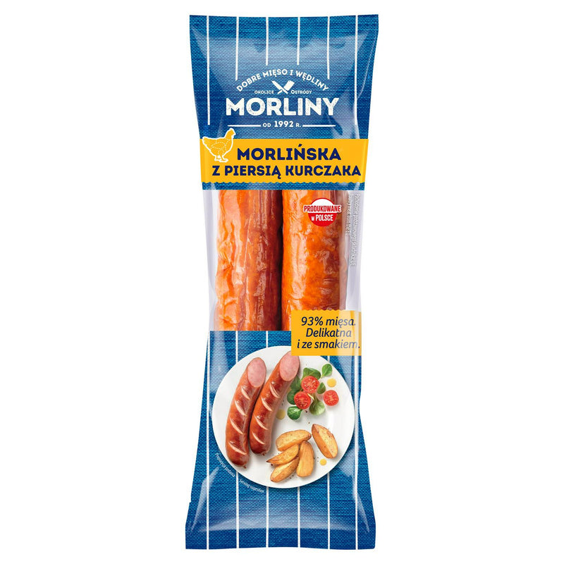 Morl i n y Chicken Sausage 400g, imported from the UK
