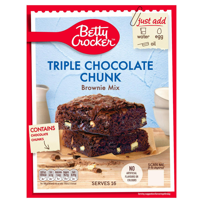 Betty Crocker Triple Chocolate Chunk Brownie Mix 415g - British product