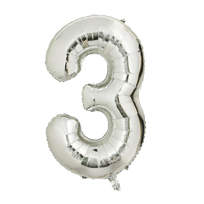 Sainsbury's Home Number 3 Birthday Balloon Silver Foil 34
