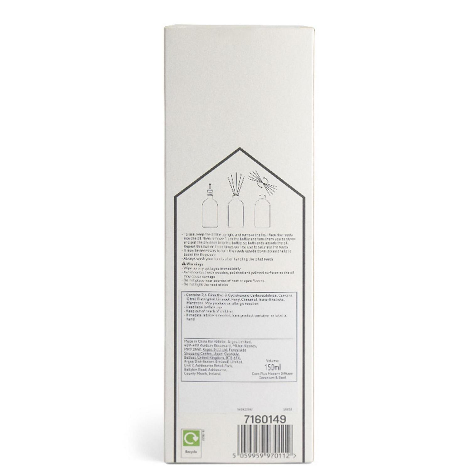 Habitat Reed Diffuser Geranium & Basil 150ml, UK version