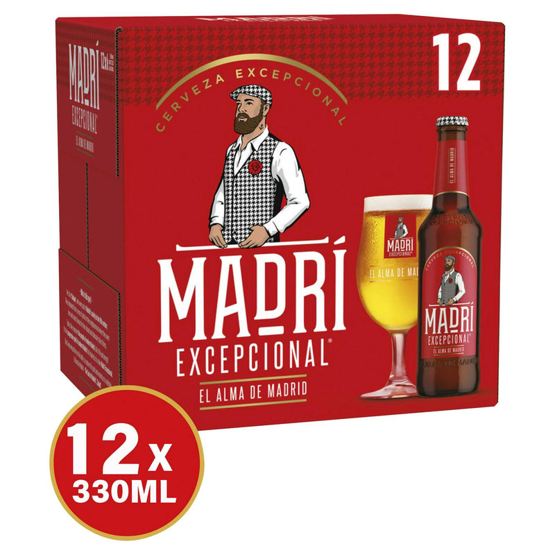 Madri Excepcional Premium Lager 12 x 330ml, imported from the UK