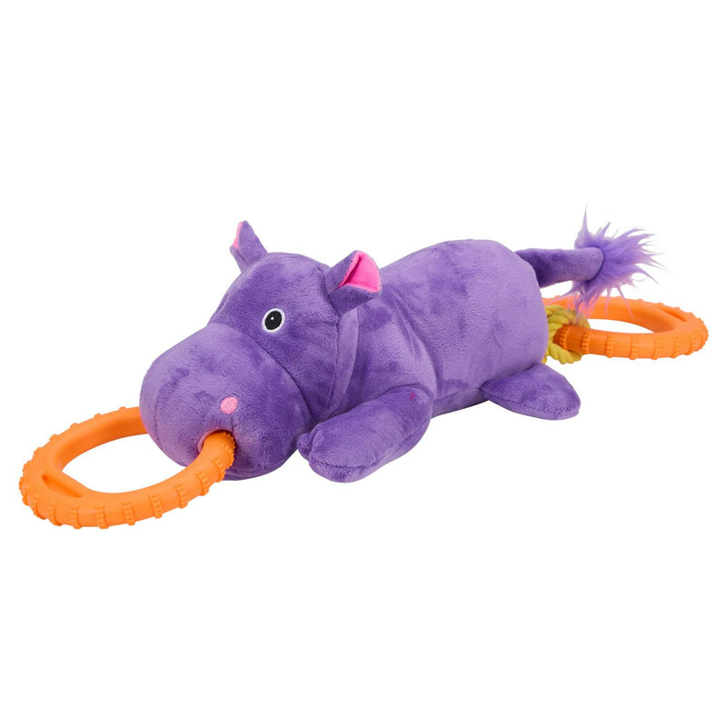 Petface hippo tugger plush rubber dog toy, imported from the UK