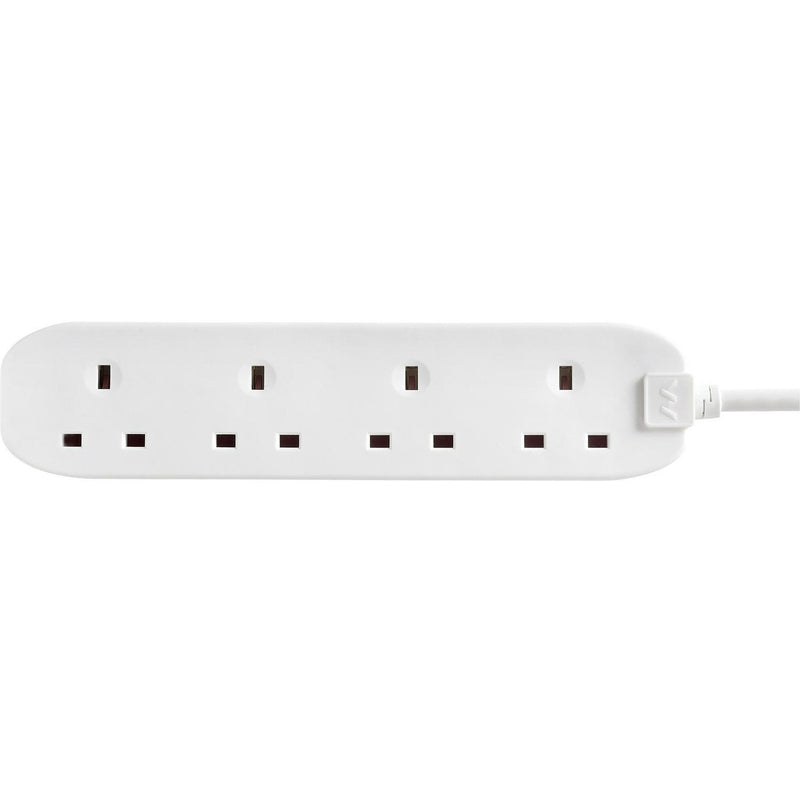 Masterplug Basic 4 Socket Extension Lead 1m Cable Power Strip - White