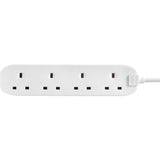 Masterplug Basic 4 Socket Extension Lead 1m Cable Power Strip - White