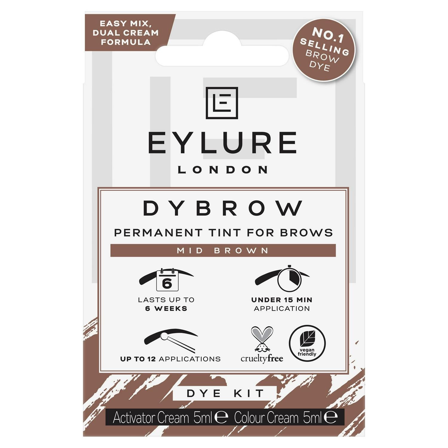 Eylure Mid Brown Permanent Brow Tint - British product